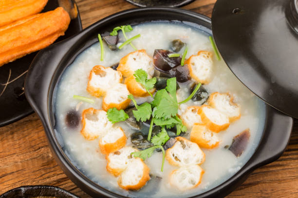 istock Preserved egg lean meat porridge breakfast 1366813340