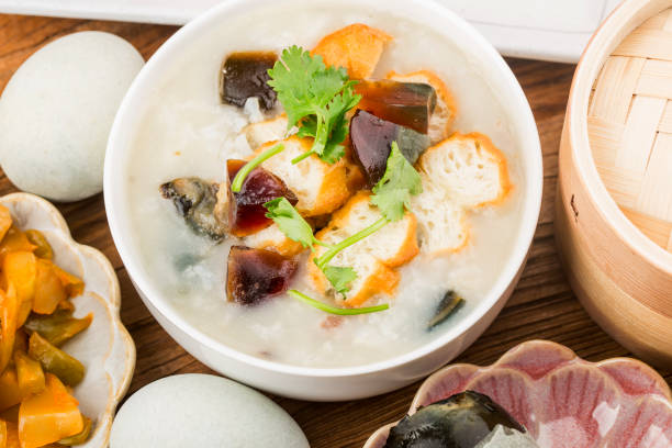 istock Preserved egg lean meat porridge breakfast 1366813355