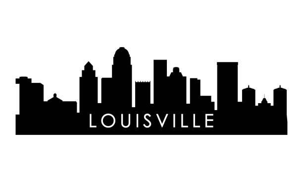 Louisville skyline silhouette. Black Louisville city design isolated on white background. Louisville skyline silhouette. Black Louisville city design isolated on white background. louisville kentucky stock illustrations