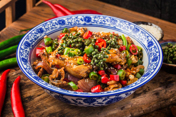 istock Stir-fried bullfrog with green and red peppers 1366815209