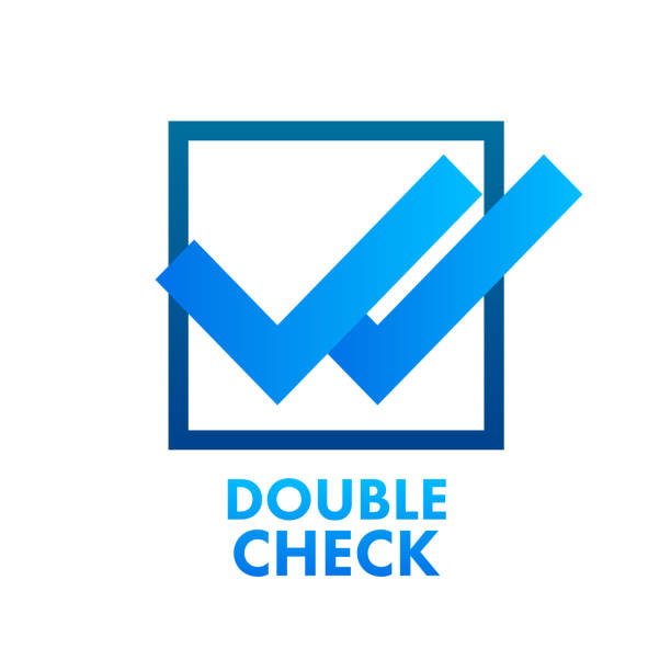 Double check, great design for any purposes. Vector logo illustration. Tick symbol. Double check, great design for any purposes. Vector logo illustration. Tick symbol symmetry stock illustrations