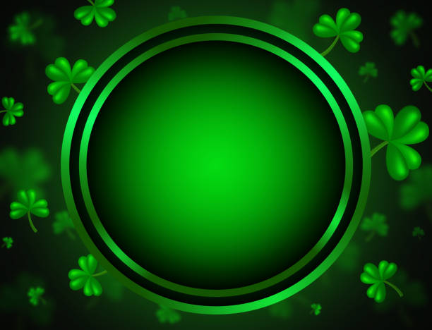 istock Vector illustration shining background with green clovers and round banner 1366816553