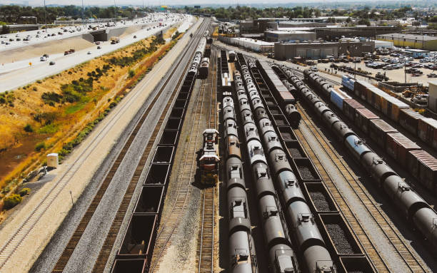 istock Aerial View of a Train Depo 1366818069