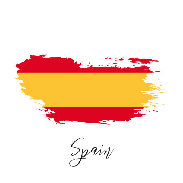 Spain vector watercolor national country flag icon Spain vector watercolor national country flag icon. Hand drawn illustration with dry brush stains, strokes, spots isolated on gray background. Painted grunge style texture for posters, banner design. spanish flag stock illustrations