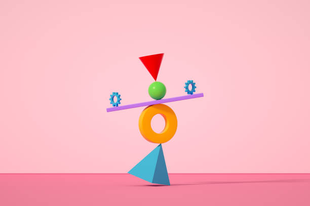 istock Balance, teamwork, minimal concept pink background 1366823614