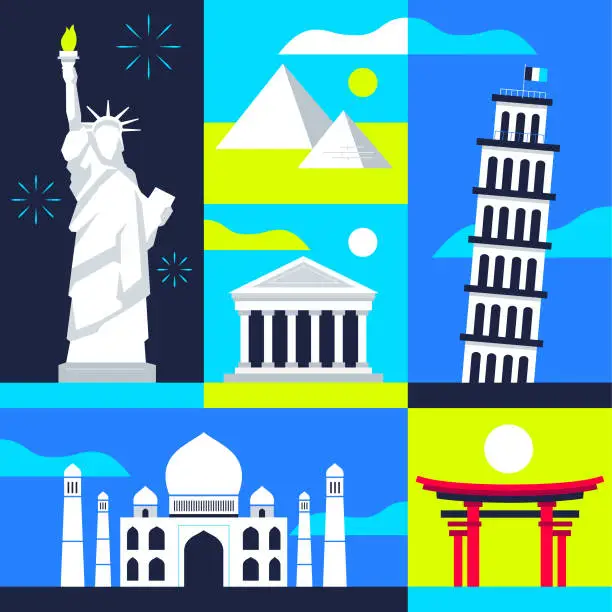 Vector illustration of travel destination composition