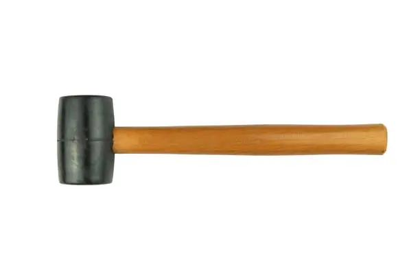 rubber hammer with wooden handle isolated on white background hand tools