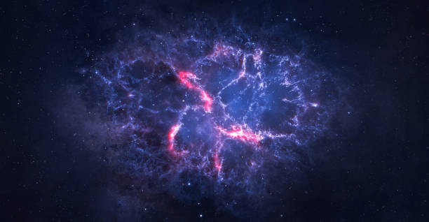 istock Bright blue and pink nebula with dark deep space and stars. Far galaxy with constellation. Sci-fi abstract space wallapper. 1366829738