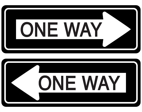 Vector illustration of two one way signs.