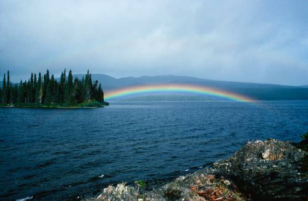 A double rainbow in the Cascade Mountains in Washington