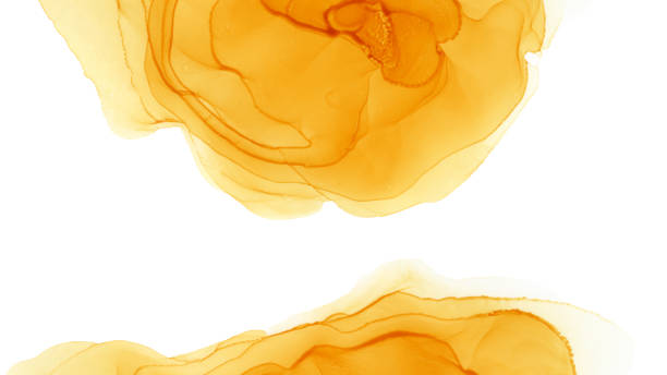 istock Orange marbled ink banner background with copy space. 1366833384