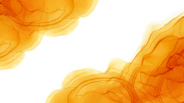 istock Orange marbled ink banner background with copy space. 1366833385