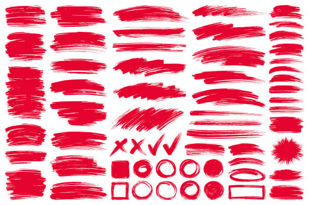 ilustrações, clipart, desenhos animados e ícones de pinceladas da escova de pintura - paint stroke single line striped