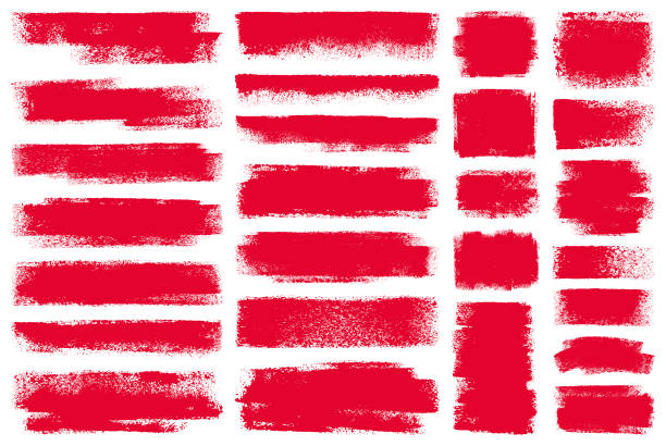 Grunge design elements Set of grunge design elements. Red texture backgrounds. Paint roller strokes. Ink and Brush stock illustrations