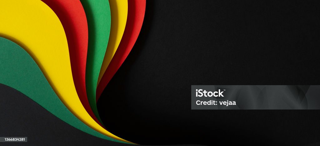 Abstract geometric black, red, yellow, green color background. Black History Month color background with copy space for text - Royalty-free Afroamerikan Tarihi Ayı Stok görsel