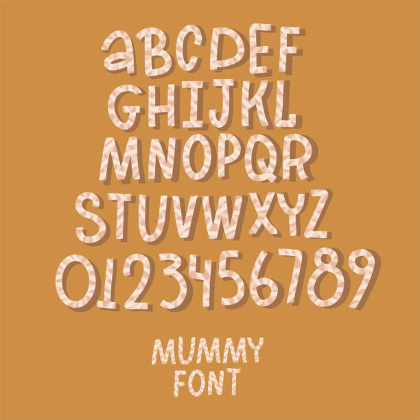 istock Mummy bandages font. Halloween hand drawn vector illustrationwith isolated letters. 1366834647