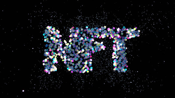 istock Conceptual illustration with NFT letters made of tiny glowing spheres 1366835542