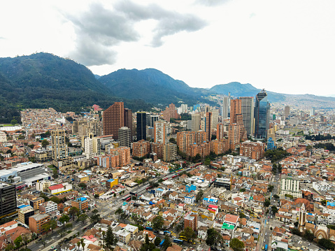 Aerial view on the downtown of Bogotá, the capital city of Colombia