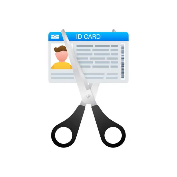Vector illustration of Realistic icon with broken plastic id card on transparent background. Credit card icon. Realistic vector. Flat vector.