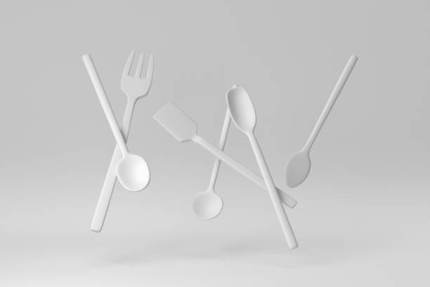 istock Wooden spoons, spatulas and and forks on white background. minimal concept. 3D render. 1366839019