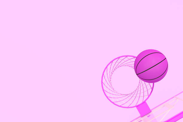 Basketball hoop and ball aerial view