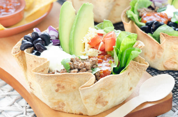istock Tortilla bowl beef taco bar 1366840771