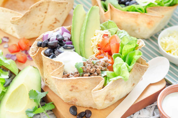 istock Tortilla bowl beef taco bar 1366841005