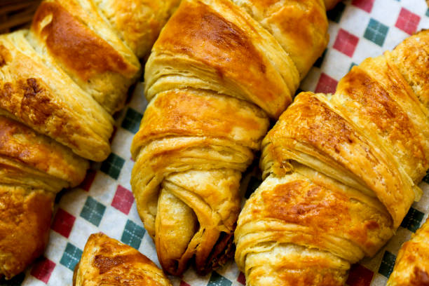 istock Basket of croissant bread 1366843617