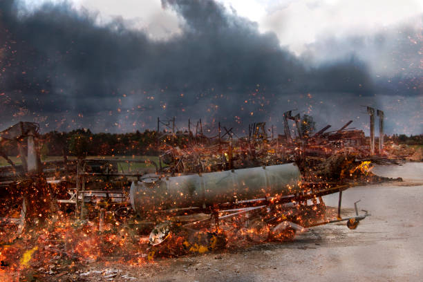 Large explosion with black smoke
