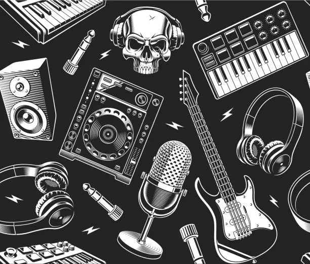 Vector illustration of music seamless background