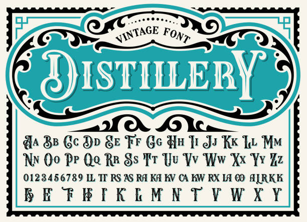 Vintage Display Font Vintage Display Font, this font can be used for vintage logotypes, alcohol labels, or for other packages. distillery stock illustrations