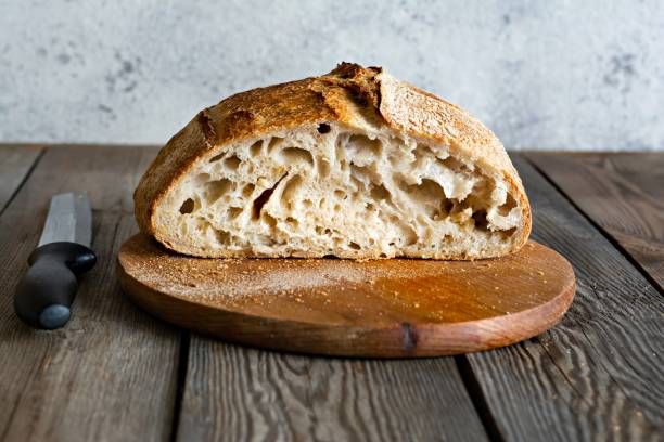 Fresh crispy homemade bread with whole grain flour sourdough(unleavened)