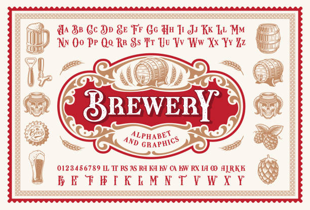 Vector Clip Art with a vintage font and graphics Vector Clip Art with a vintage font and graphics for alcohol labels or emblems brewery stock illustrations