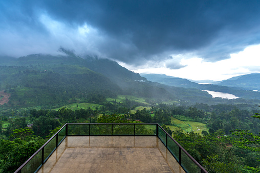 Panorama Sri Lanka tea country , under a dramatic sky