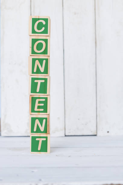istock wooden cube, with with word content, on white background 1366854166