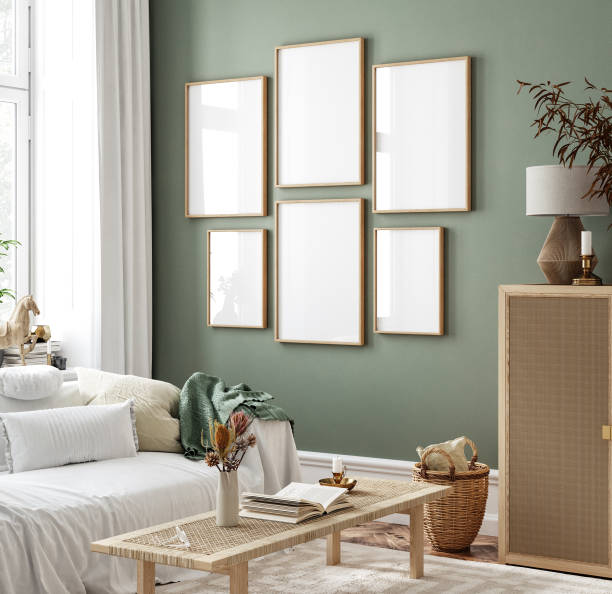 istock Mockup frame in home interior background, room in natural pastel colors 1366855438