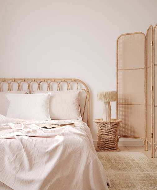 istock Home mockup, Coastal boho style bedroom interior background 1366855691