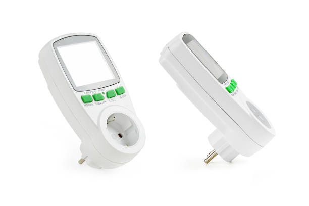 istock Electricity consumption meter by different devices connected to outlet, wattmeter close-up 1366859350