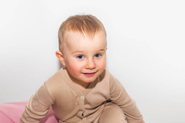 One and half year smiling boy portrait