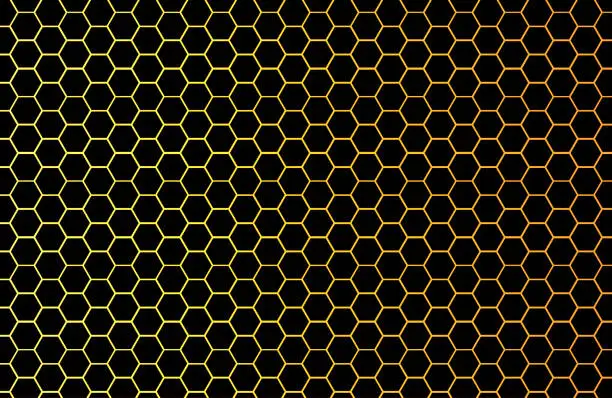 Vector illustration of Black honeycomb tiles. Hexagon geometry pattern. Minimal black background of honeycomb for modern cover, ad baner, web