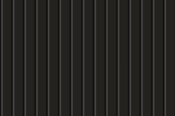 Black vertical plastic, metal or wooden seamless siding texture Seamless vertical siding texture. Black plastic, metal or wooden pattern of building cladding. Abstract vector pattern with texture. Horizontal wall decor for warehouse facade. Vinyl floor backhround roof cladding stock illustrations
