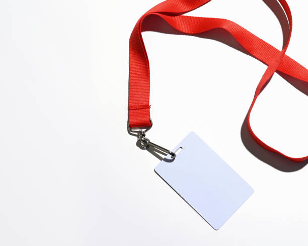 istock Red lanyard with blank badge isolated 1366871561