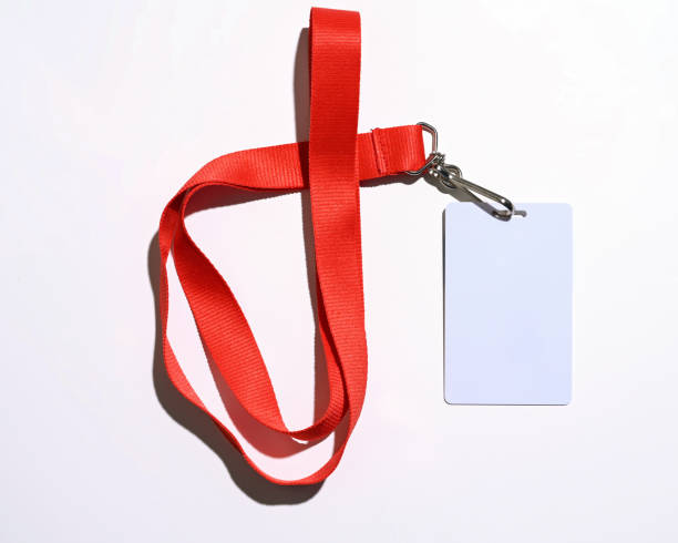 istock Red lanyard with blank badge isolated 1366871565