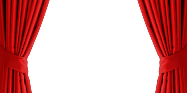 istock Red Curtain window isolated on white background 1366871679