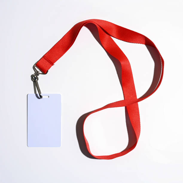 istock Blank badge and red lanyard isolated 1366871693