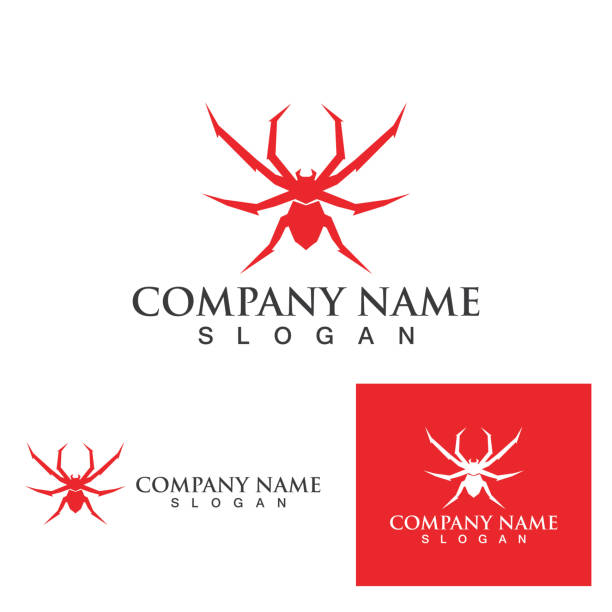 логотип паука и векторная иллюстрация символа - silhouette spider tarantula backgrounds stock illustrations