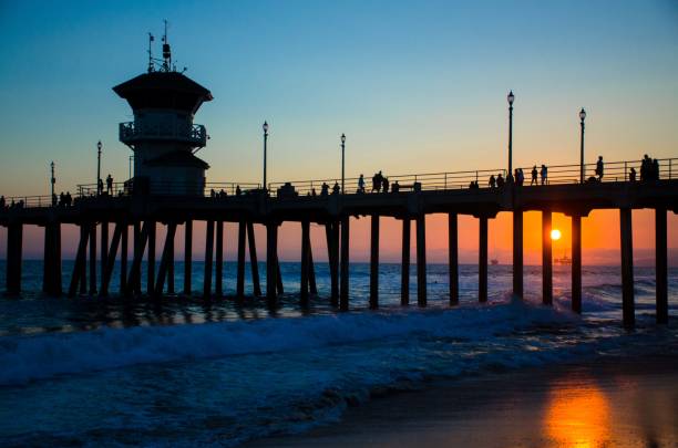 istock Beach sunset at Huntington beach California pier 1366880579