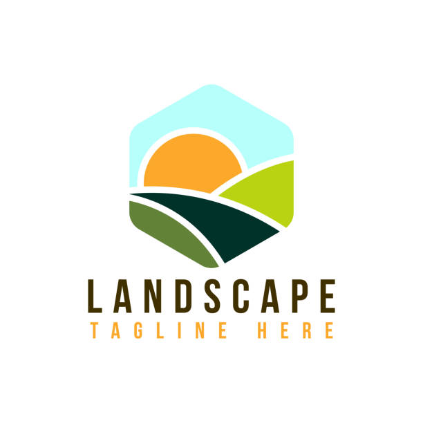 landscape logo design illustration vector - 山谷 幅插畫檔、美工圖案、卡通及圖標