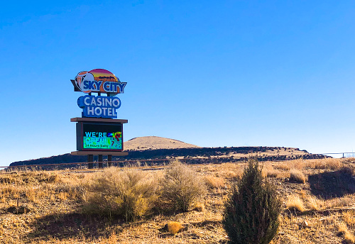 Barstow, California, United States - August 31, 2023: Route 66 pedestal in Main Street in Barstow, which is part of the old Route 66, has several pedestals with vintage cars on top. This one represent the state of Illinois.