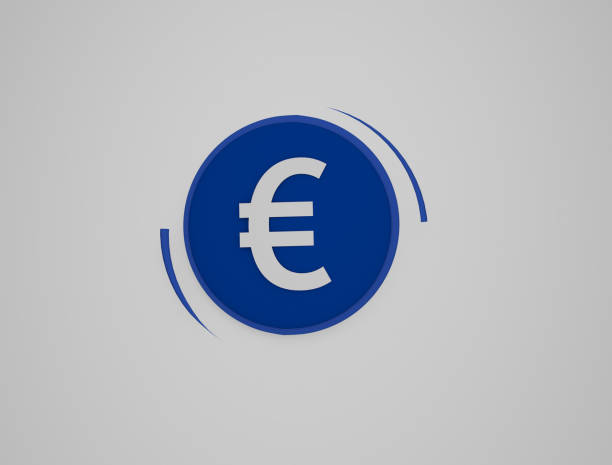 EUR currency symbol in 3d pixel style. Digitally Generated Image